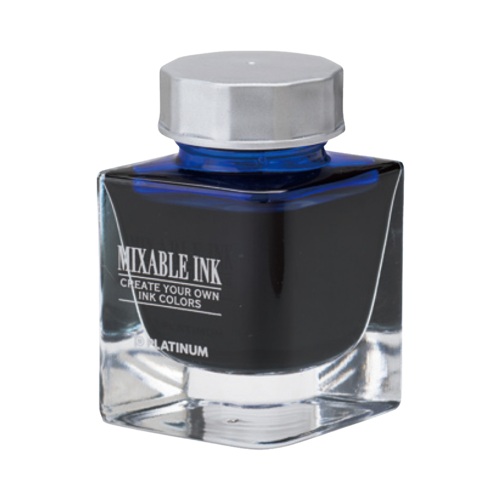 Platinum Mixable Ink 20ml Aurora Blue in diamantförmiger Glasflasche, lebendige blaue Tinte für kreative Farbmischungen.