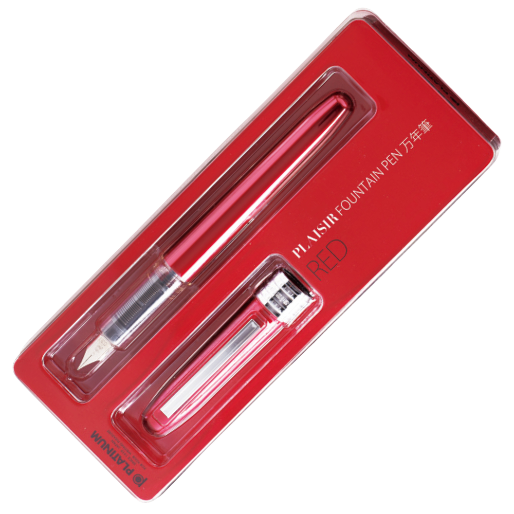 Platinum Plaisir-G Pack Red Füllfederhalter mit Aluminium-Korpus und Edelstahlfeder, ausgestattet mit Alumite-Beschichtung und federstahl Clip.