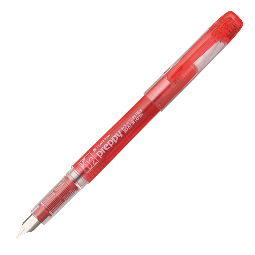 Platinum Preppy Füllhalter Red EF mit rot gefärbtem Resin-Korpus, extra feiner Edelstahlfeder und Snap-Cap.