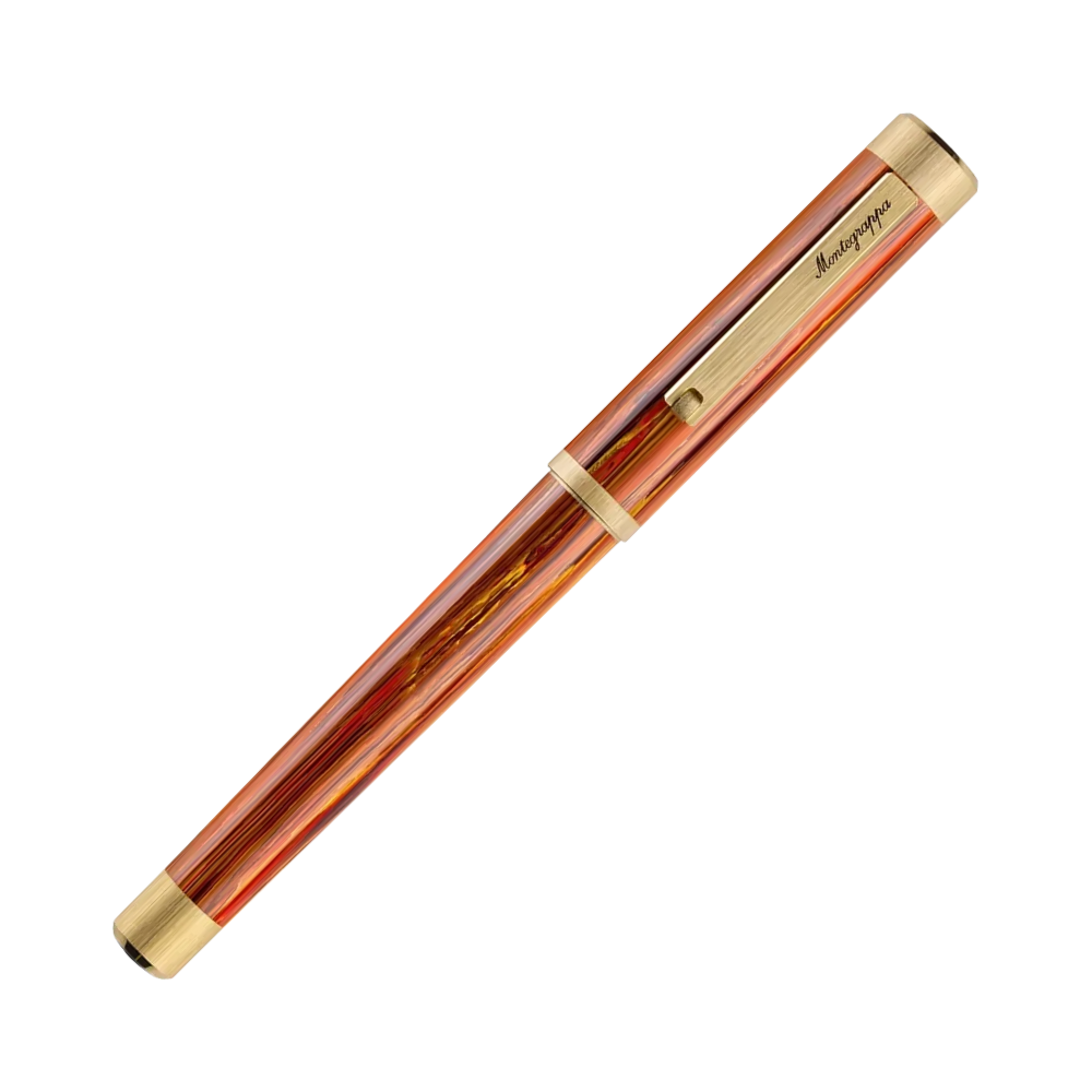 Montegrappa Zero Zodiac Leo Yellow Gold IP Steel Rollerball Pen with cap off