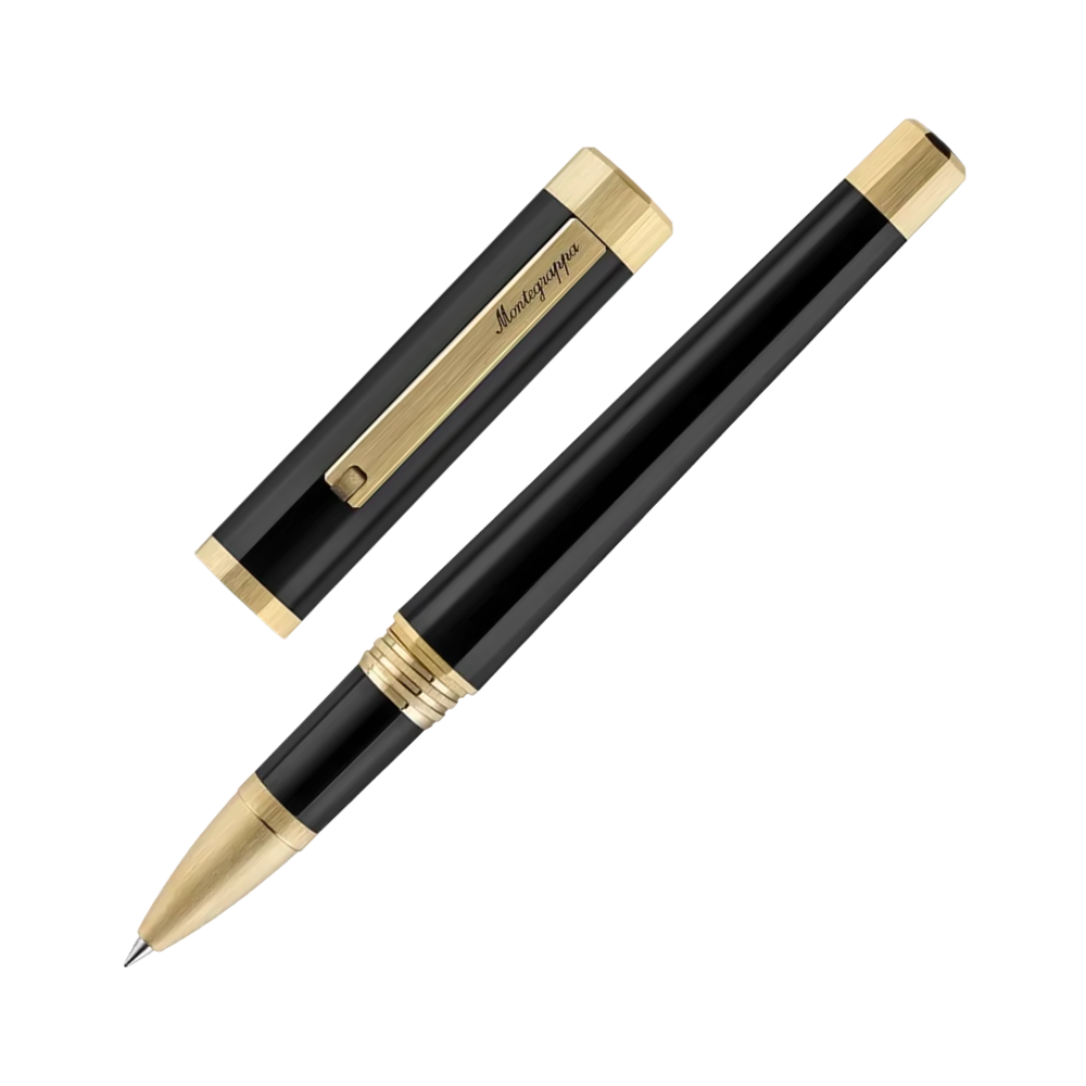 Montegrappa Otto Yellow Gold IP Rollerball Pen in its packaging box