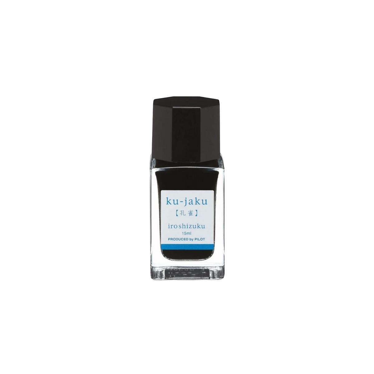 Landsiedel Fine Writing Pilot iroshizuku Füllhaltertinte ku-jaku im 15ml Glasflakon auf schwarzem Hintergrund