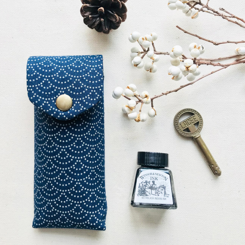Kyoku haku Seigaiha Pen Case für 2 Schreibgeräte