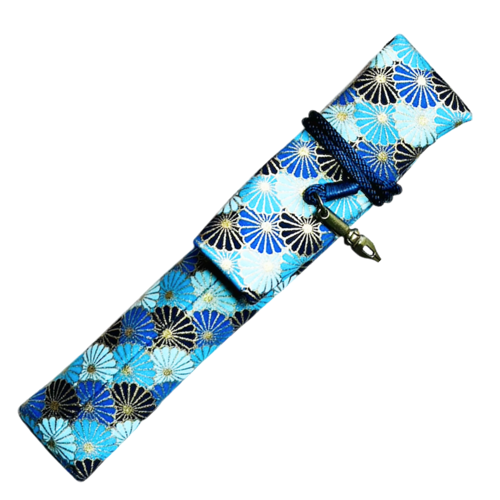 Kyoku haku Japanese kiku pattern blue Pen Sleeve für 1 Schreibgerät