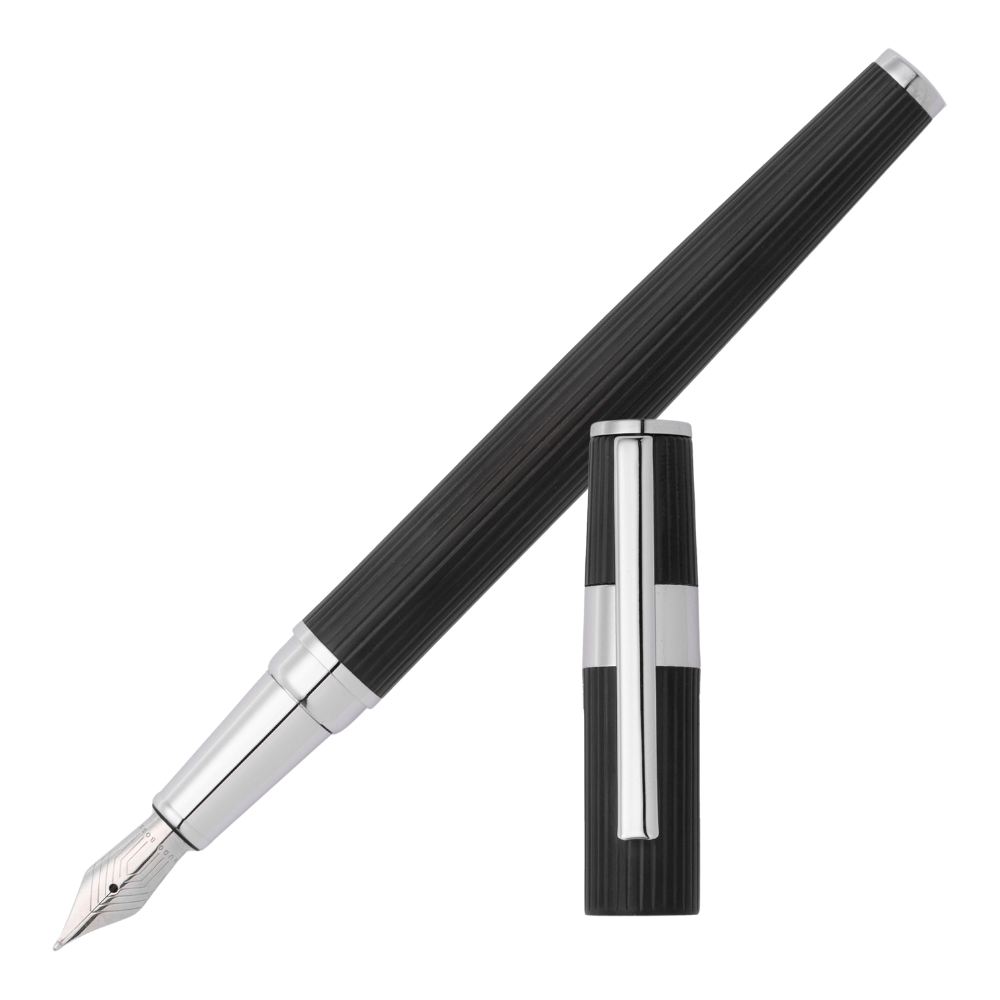 Hugo Boss Gear Pinstripe Black / Chrome Füllfederhalter