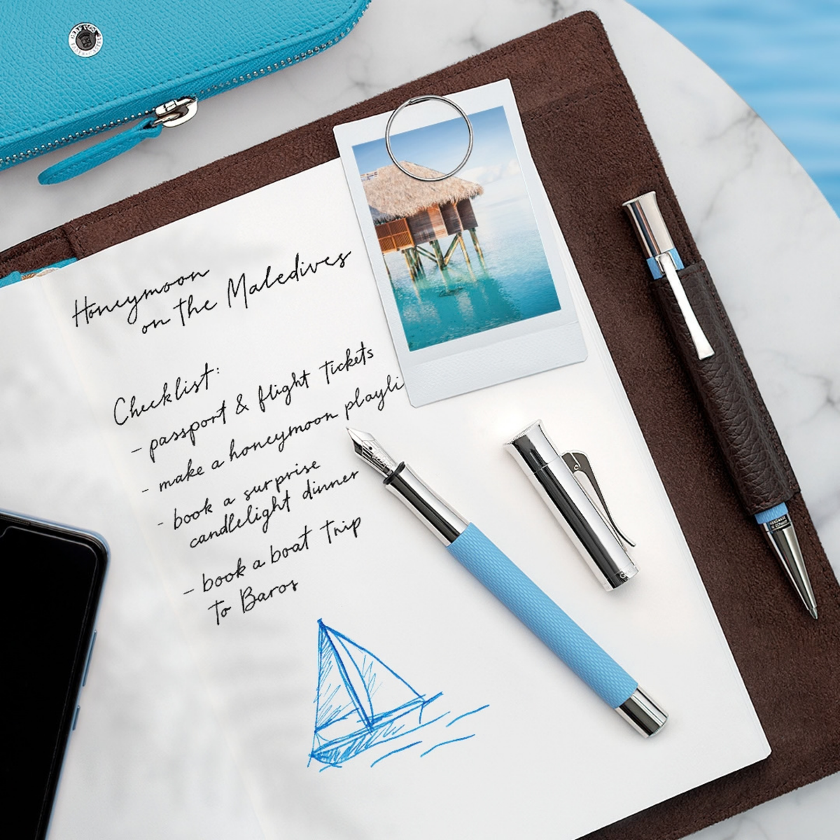 Graf von Faber-Castell Guilloche Gulf Blue Füllfederhalter