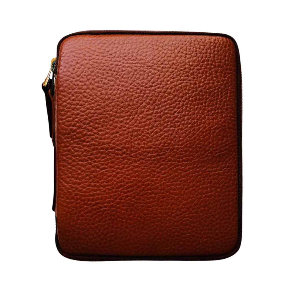 Kyoku haku soft Vegetable Tanned Leather Pen Case Orange für 10 Schreibgeräte