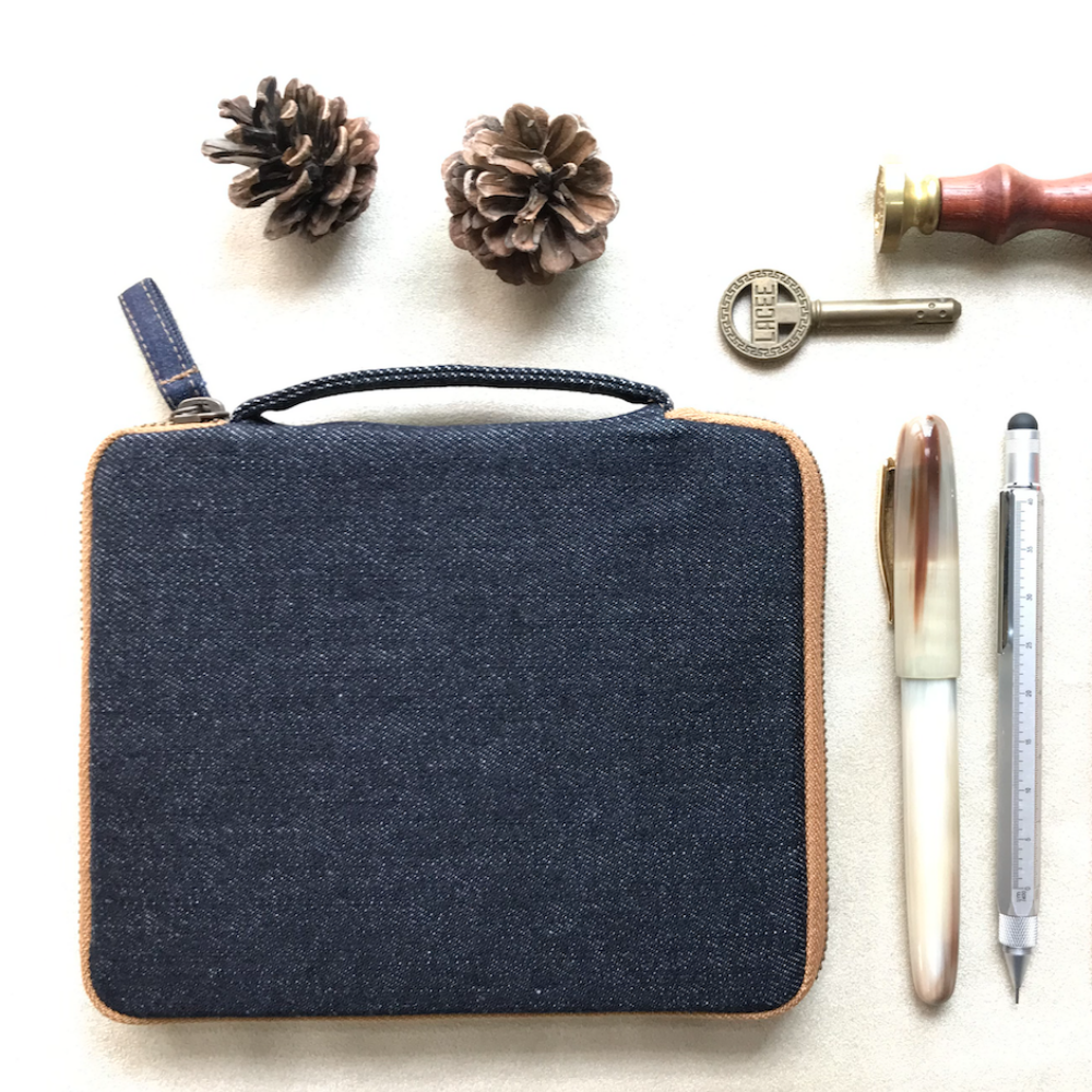 Kyoku haku Denim Zippered Pen Case für 10 Schreibgeräte