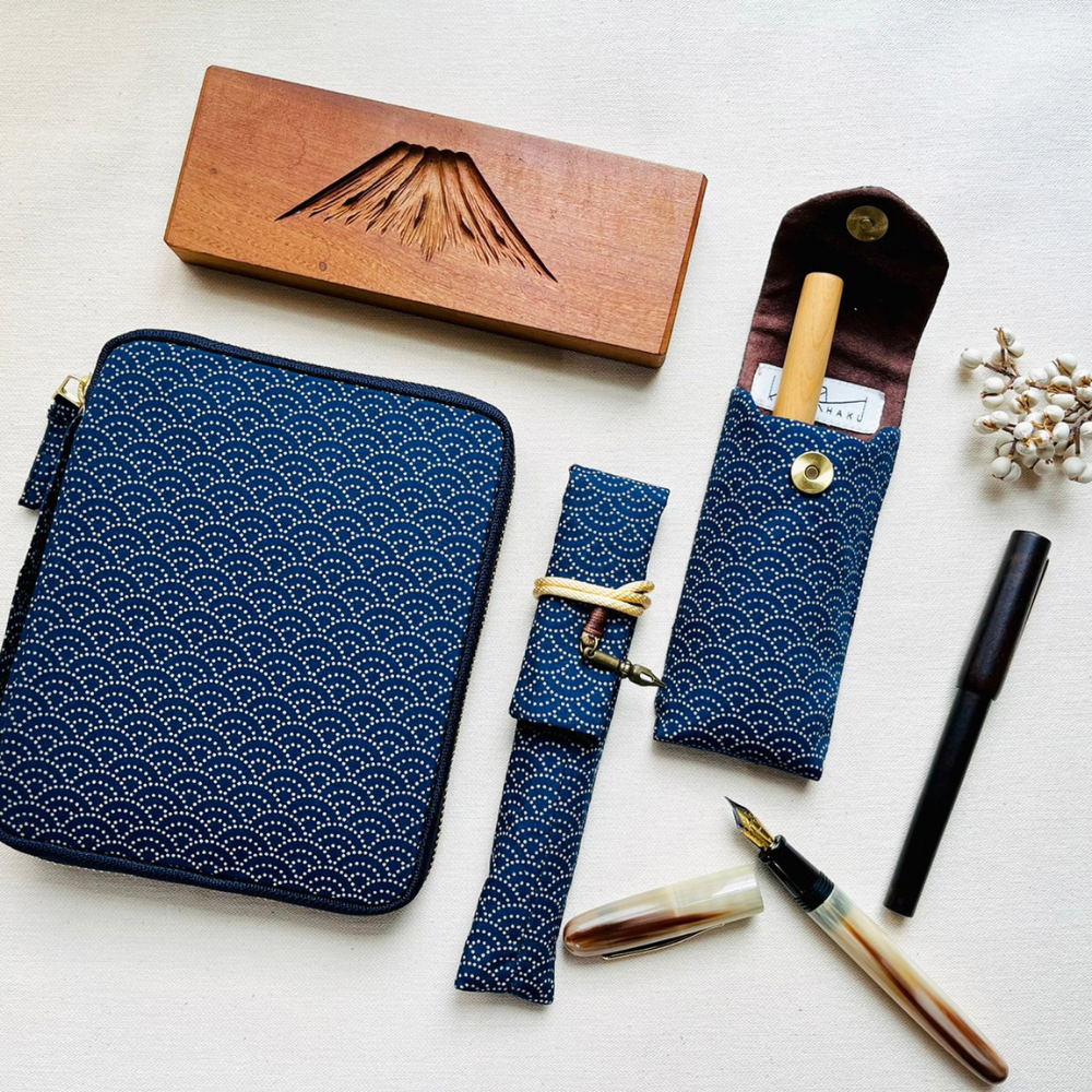 Kyoku haku Seigaiha Zippered Pen Case für 10 Schreibgeräte