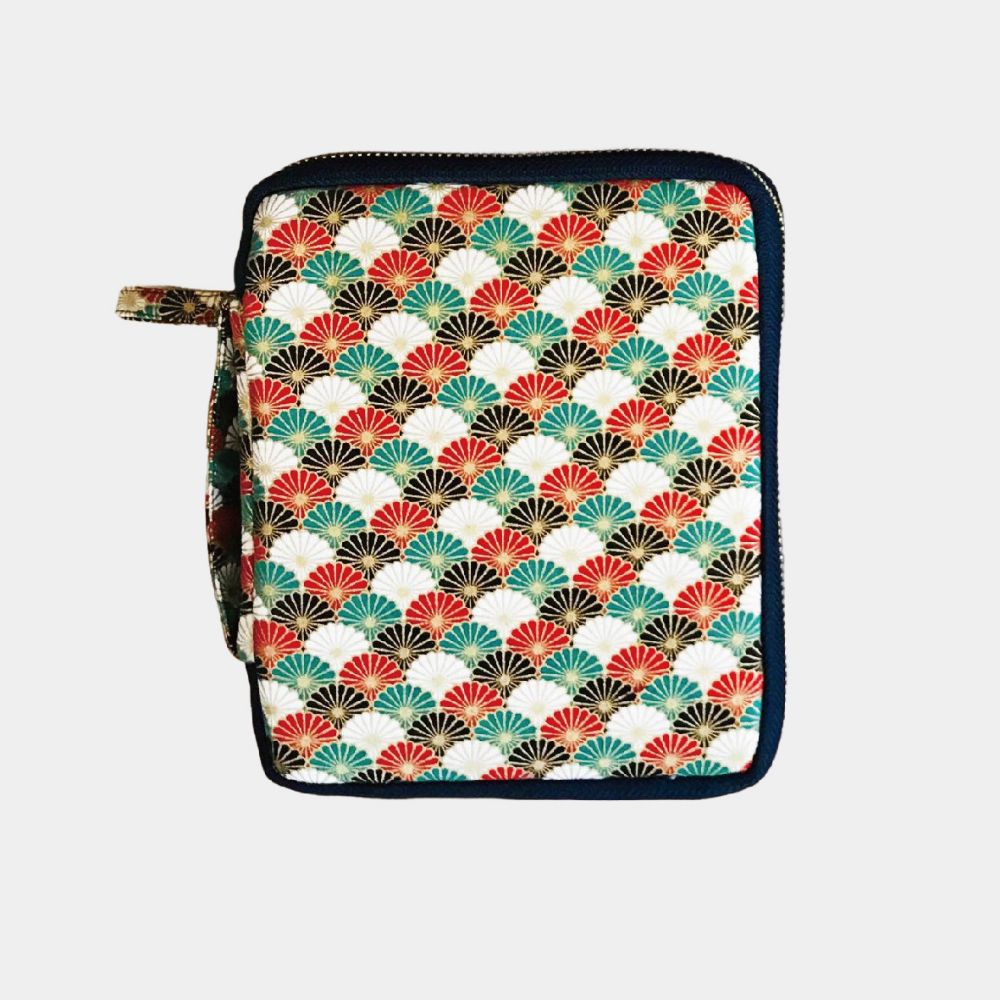 Kyoku haku Seigaiha red Zippered Pen Case für 10 Schreibgeräte