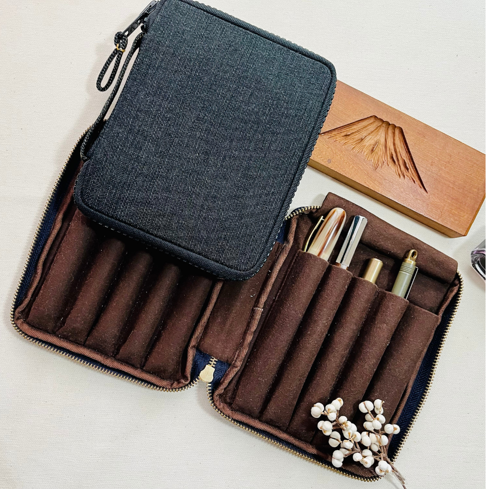 Kyoku haku Denim Zippered Pen Case für 10 Schreibgeräte