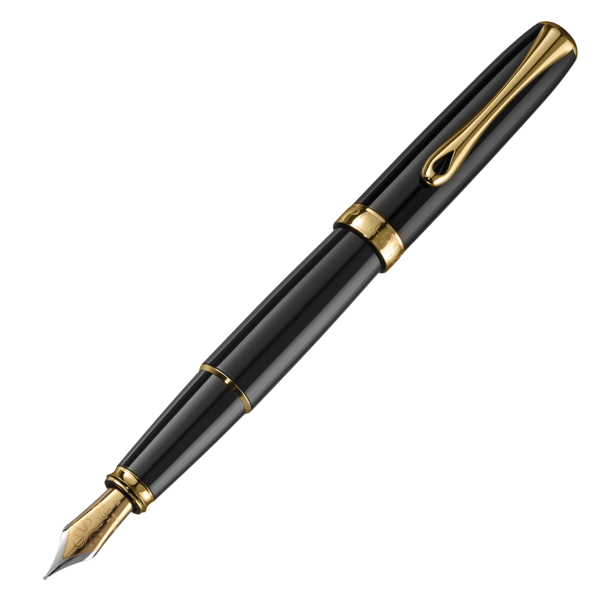 Diplomat Excellence A2 Black Lacquer Gold Trim Fountain Pen