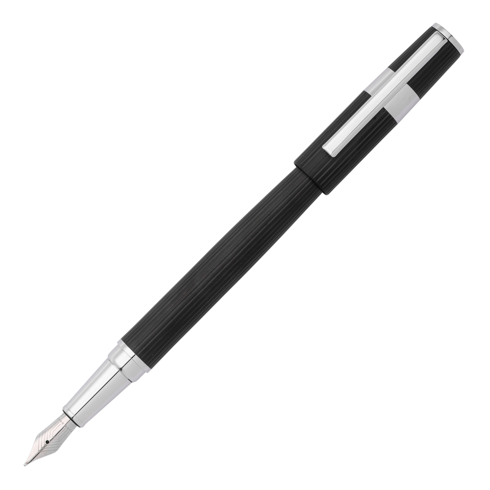Hugo Boss Gear Pinstripe Black / Chrome Füllfederhalter