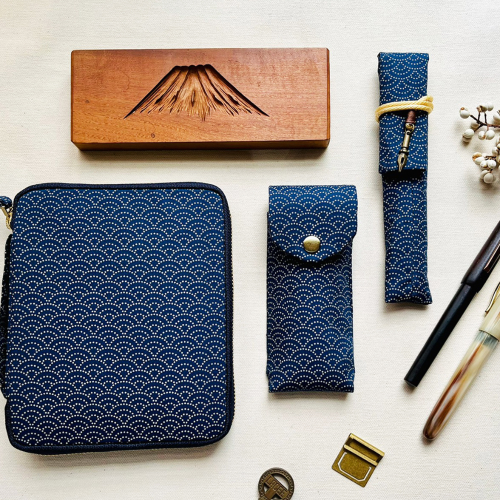 Kyoku haku Seigaiha Zippered Pen Case für 10 Schreibgeräte