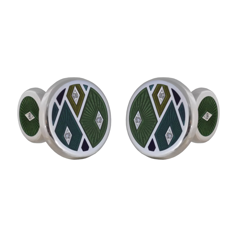 David Oscarson – Harlequin Cufflinks - Olive Green