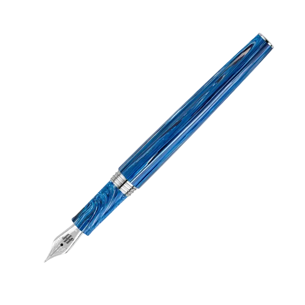 Armonia Fountain Pen in blue, highlighting its sleek and modern design.