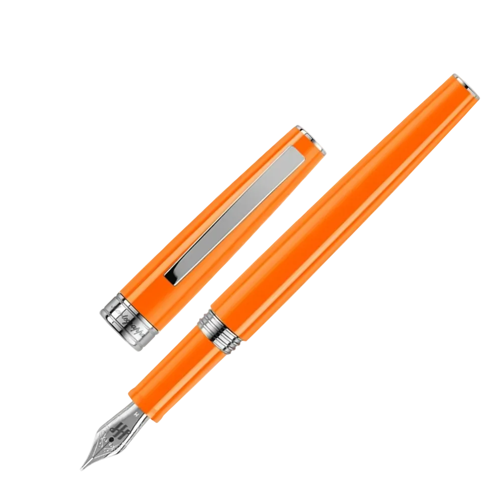 Side view of the Armonia Fountain Pen with the cap removed, emphasizing its bold color.