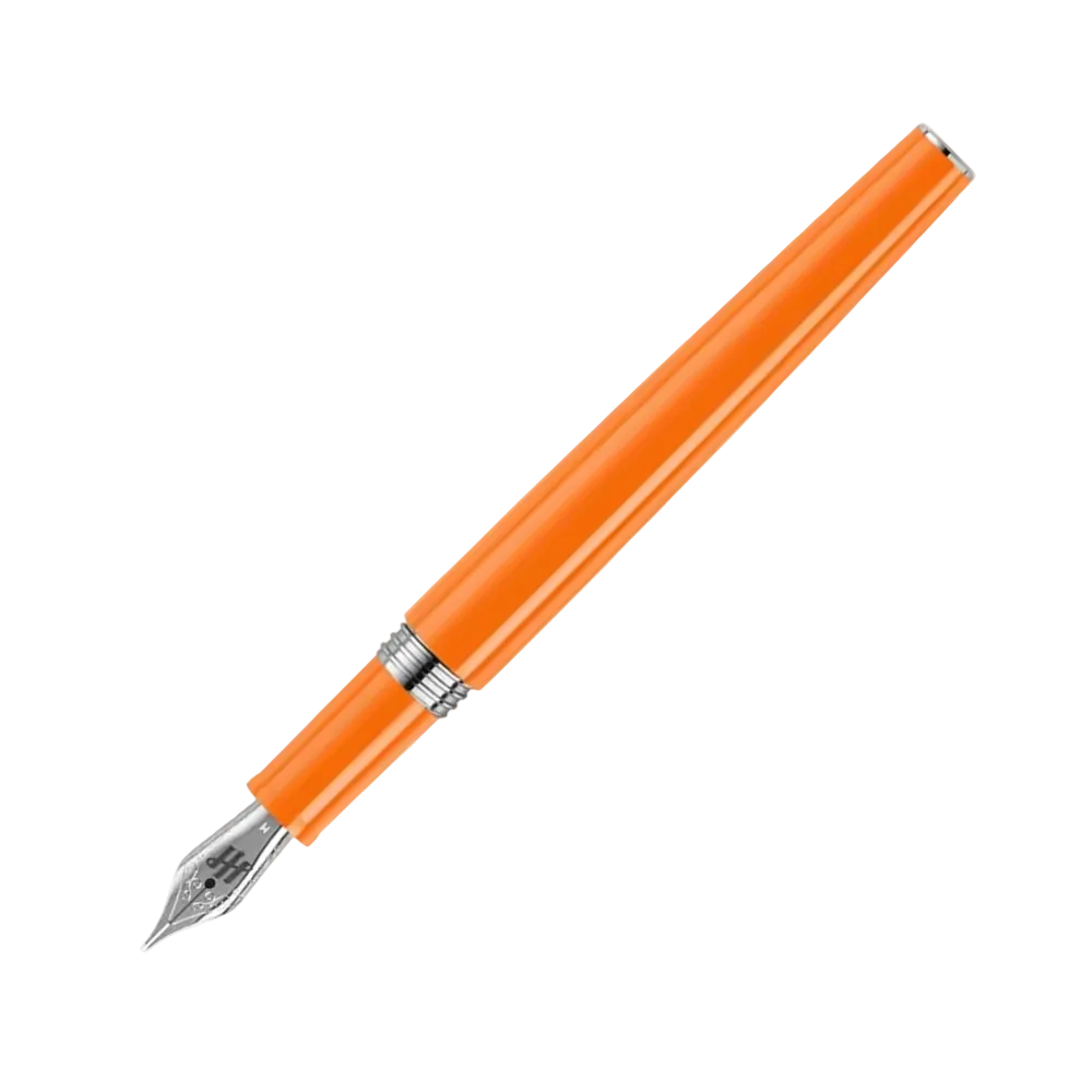 Armonia Mini Fountain Pen in Orange, highlighting its modern design and precision nib.