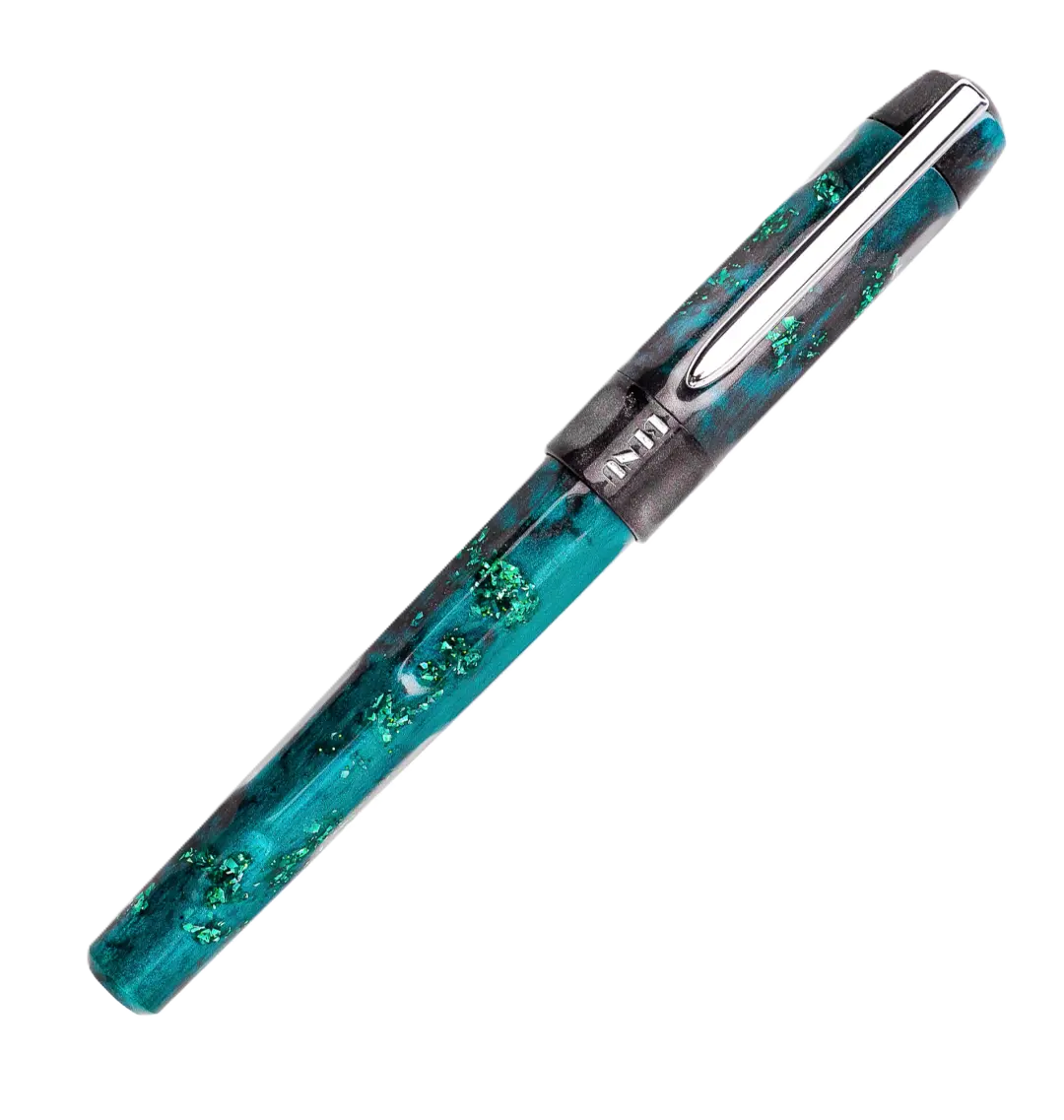 Benu Talisman Cat's Eye Füllfederhalter aus hochwertigem Resin mit Katzenauge-Quarz-Pulver, schimmernder Opaleszenz und Edelstahlclip