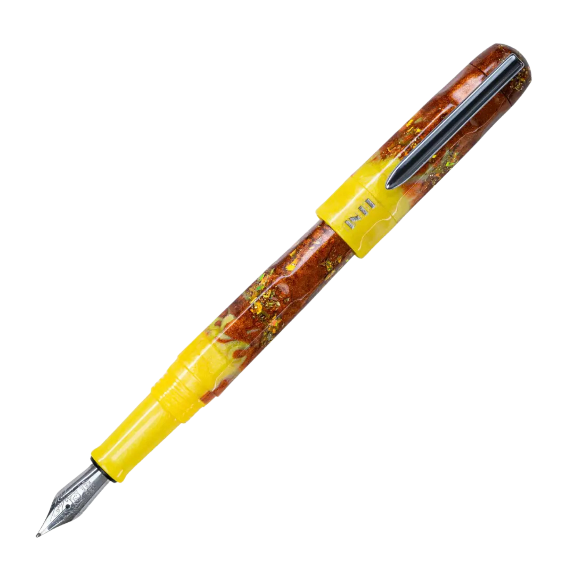 Benu Talisman Cat's Eye Füllfederhalter aus hochwertigem Resin mit Katzenauge-Quarz-Pulver, schimmernder Opaleszenz und Edelstahlclip
