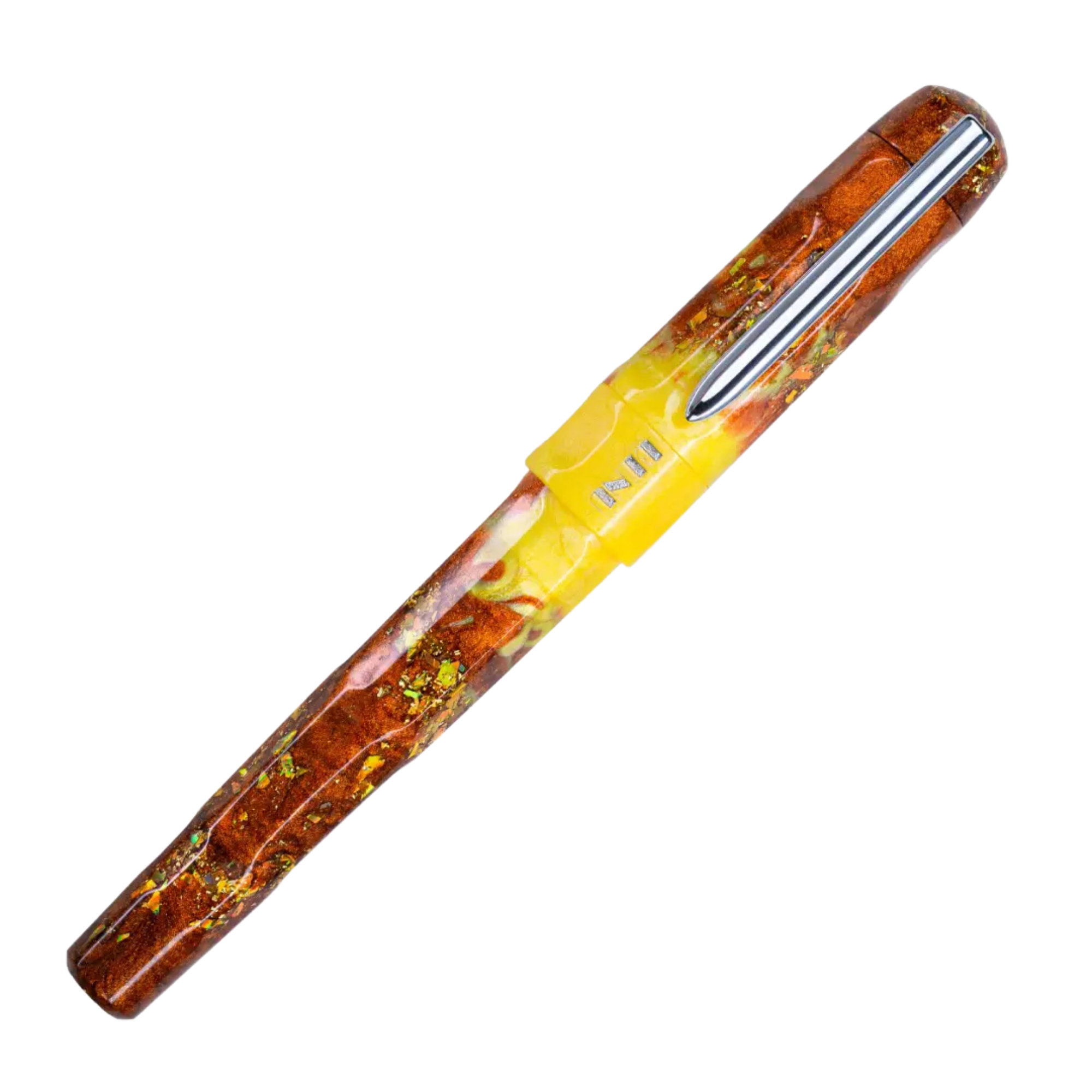 Benu Talisman Cat's Eye Füllfederhalter aus hochwertigem Resin mit Katzenauge-Quarz-Pulver, schimmernder Opaleszenz und Edelstahlclip
