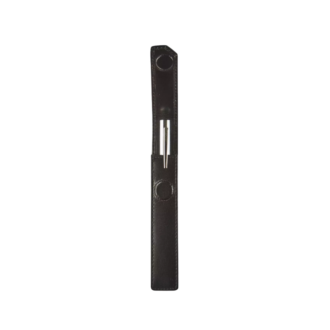 Elegantes Stiftetui aus vollnarbigem Rindsleder – Maverick All Black für 1 Stift.
