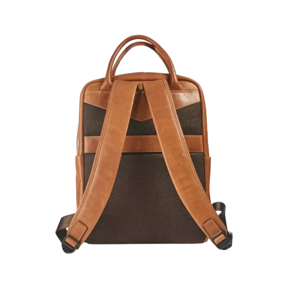 Back view of Maverick New Men Leather Backpack showing the shoulder straps.