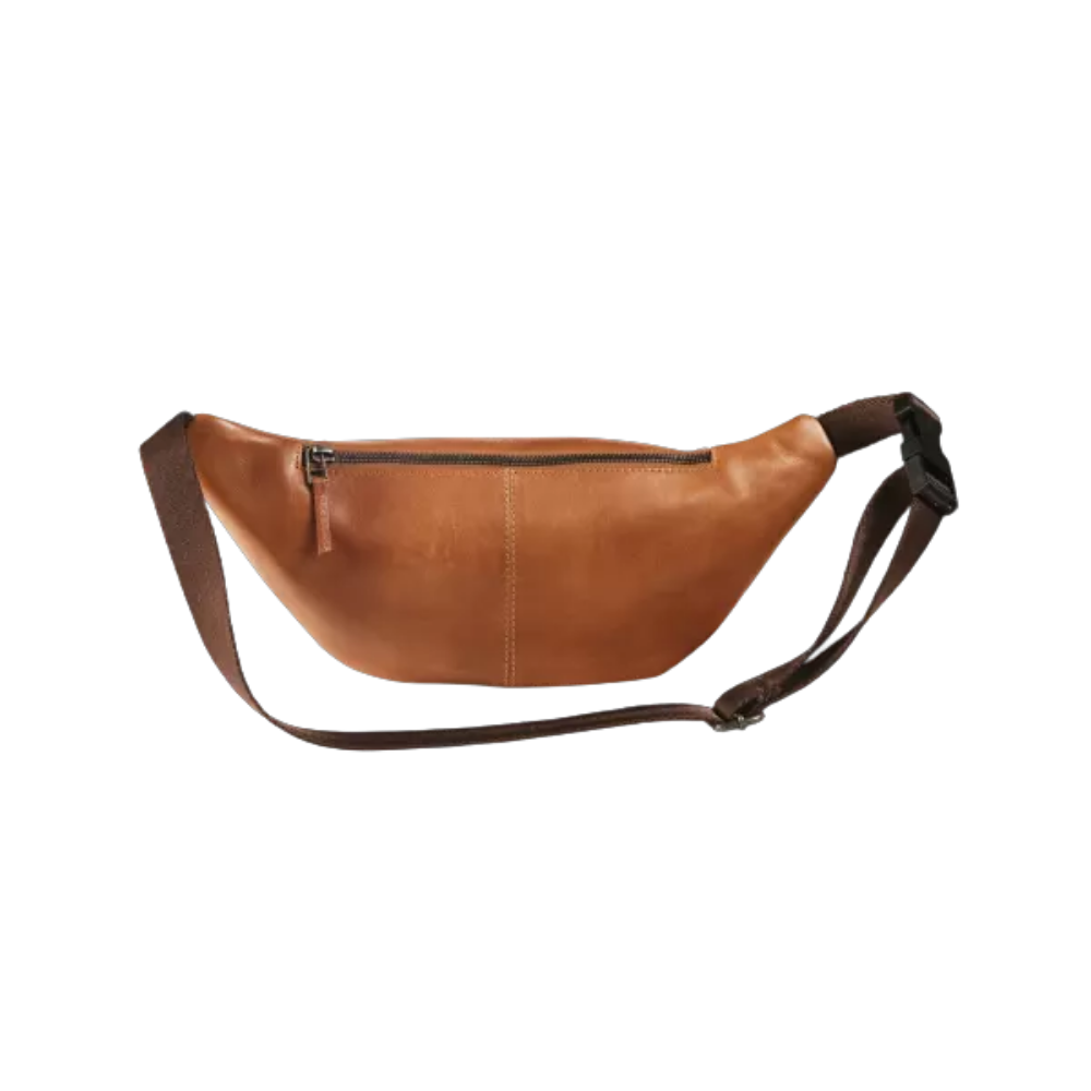 Side view of Maverick New Men Leather Bum Bag showing the sleek design and zipper.