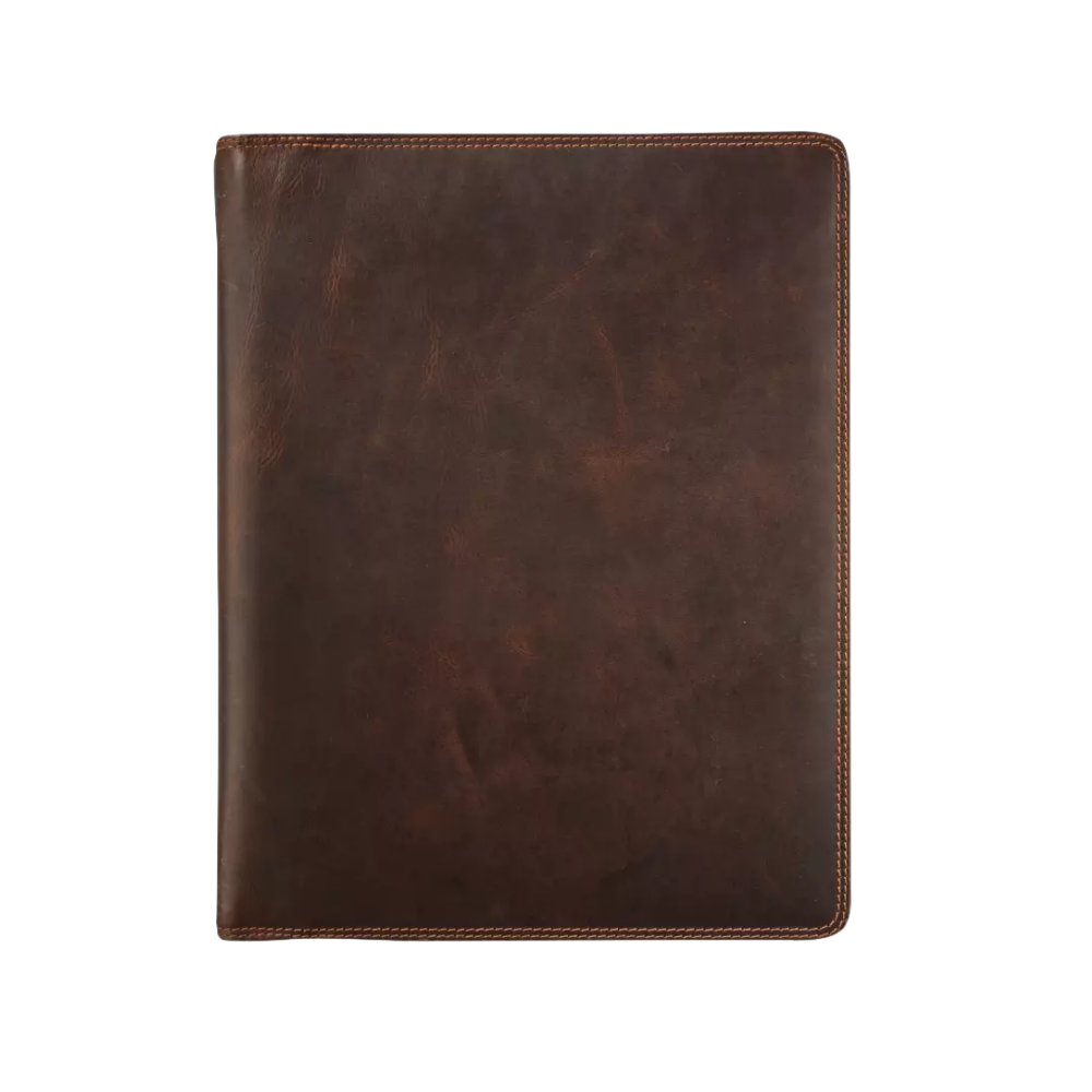 Maverick Leder-Organizer geschlossen, braunes Leder, seitliche Ansicht