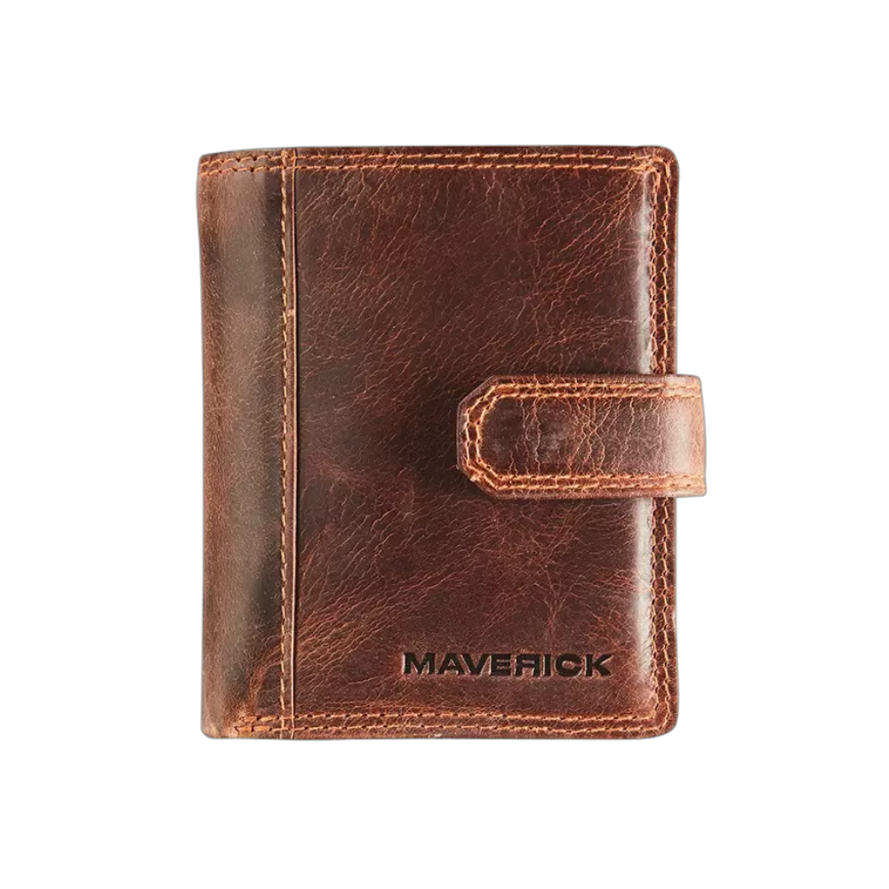 Maverick Lederbrieftasche, geschlossen, braunes Leder"
