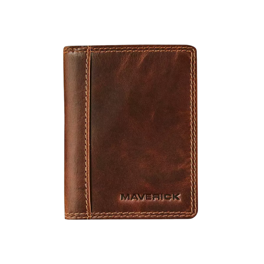 "Maverick Leder-Geldbörse, braunes Leder, geschlossen"