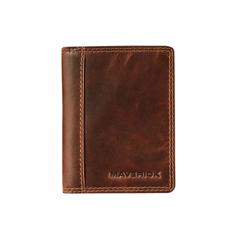 Maverick Leder-Geldbörse, braunes Leder, geschlossen"