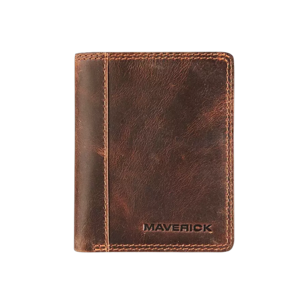 "Maverick Leder-Geldbörse, braunes Leder, geschlossen"