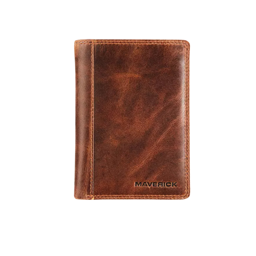 "Maverick Leder-Geldbörse, braunes Leder, geschlossen"