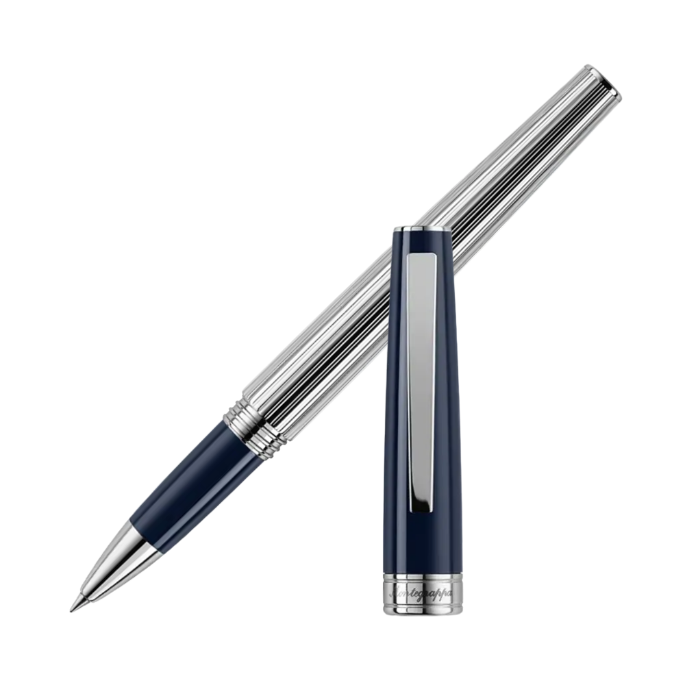 Montegrappa Armonia Duetto Dark Blue Rollerball Pen, elegantes Design mit Edelstahl-Akzenten