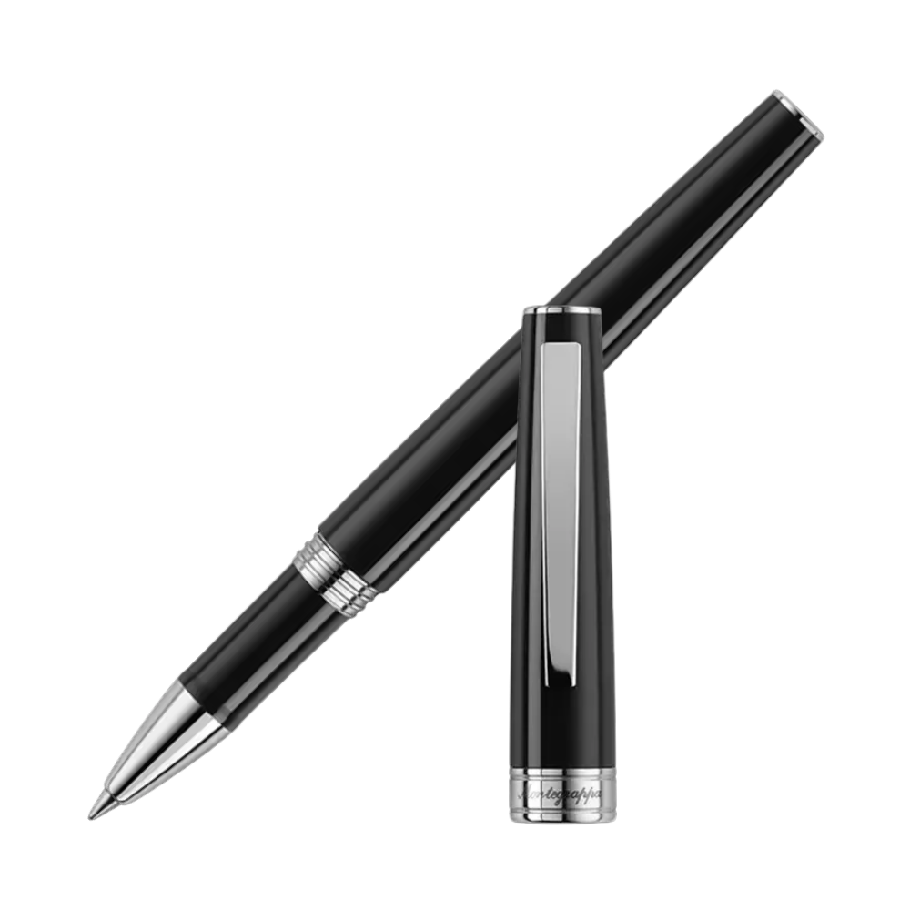 Montegrappa Armonia Mini Black Rollerball Pen, elegantes Design mit Edelstahl-Akzenten