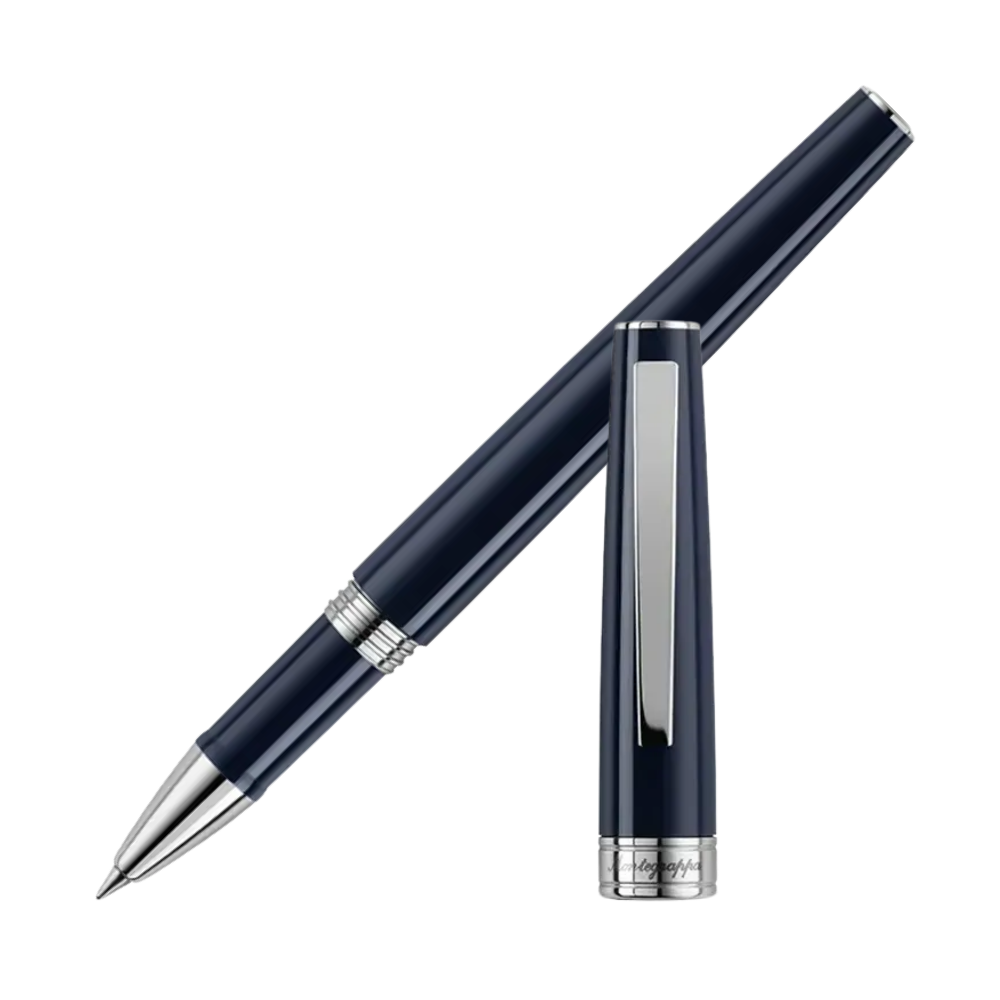 Montegrappa Armonia Mini Dark Blue Rollerball Pen, elegantes Design mit Edelstahl-Akzenten