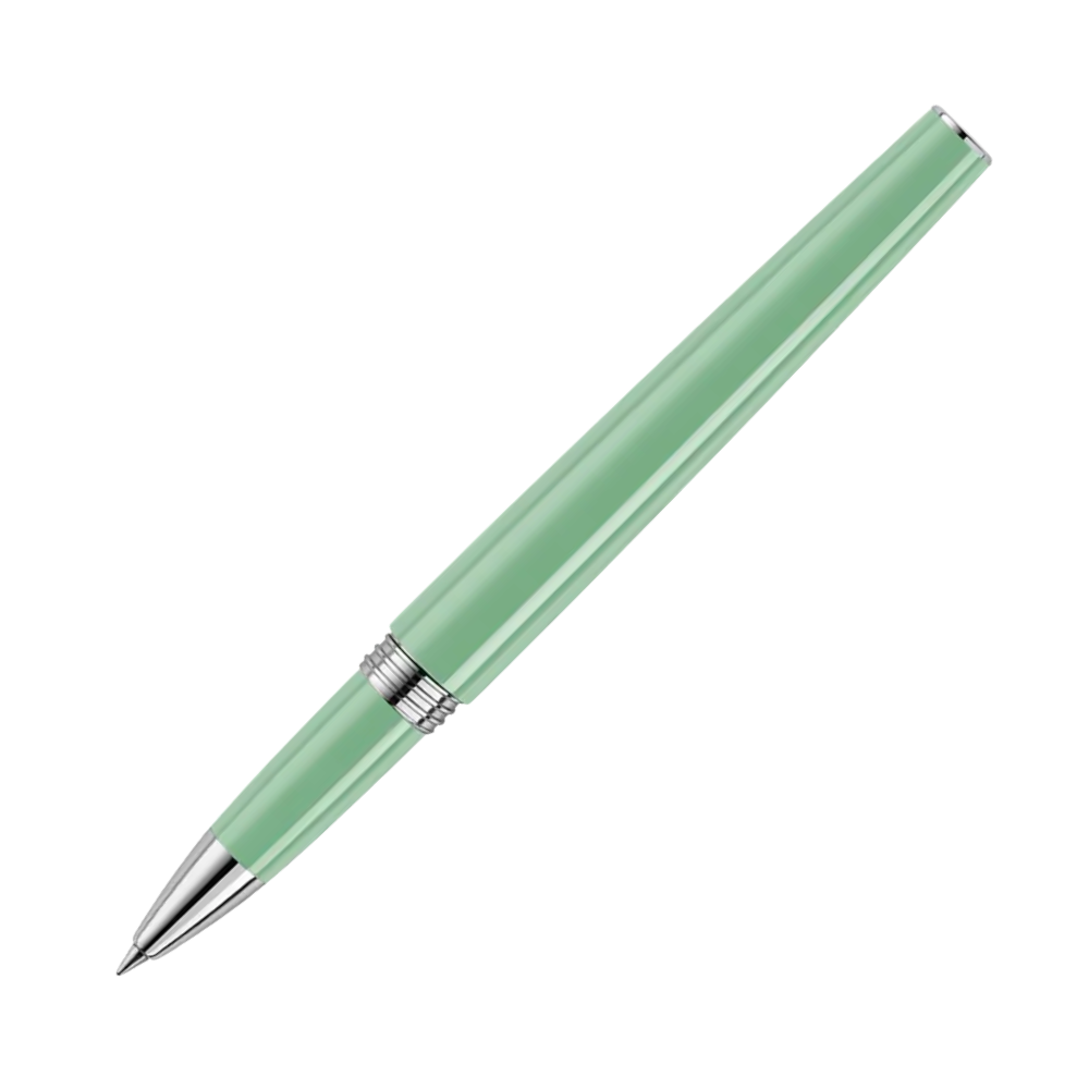 Montegrappa Armonia Neo Mint Rollerball Pen displayed in its standard packaging, featuring a minimalist design with a refreshing mint color.