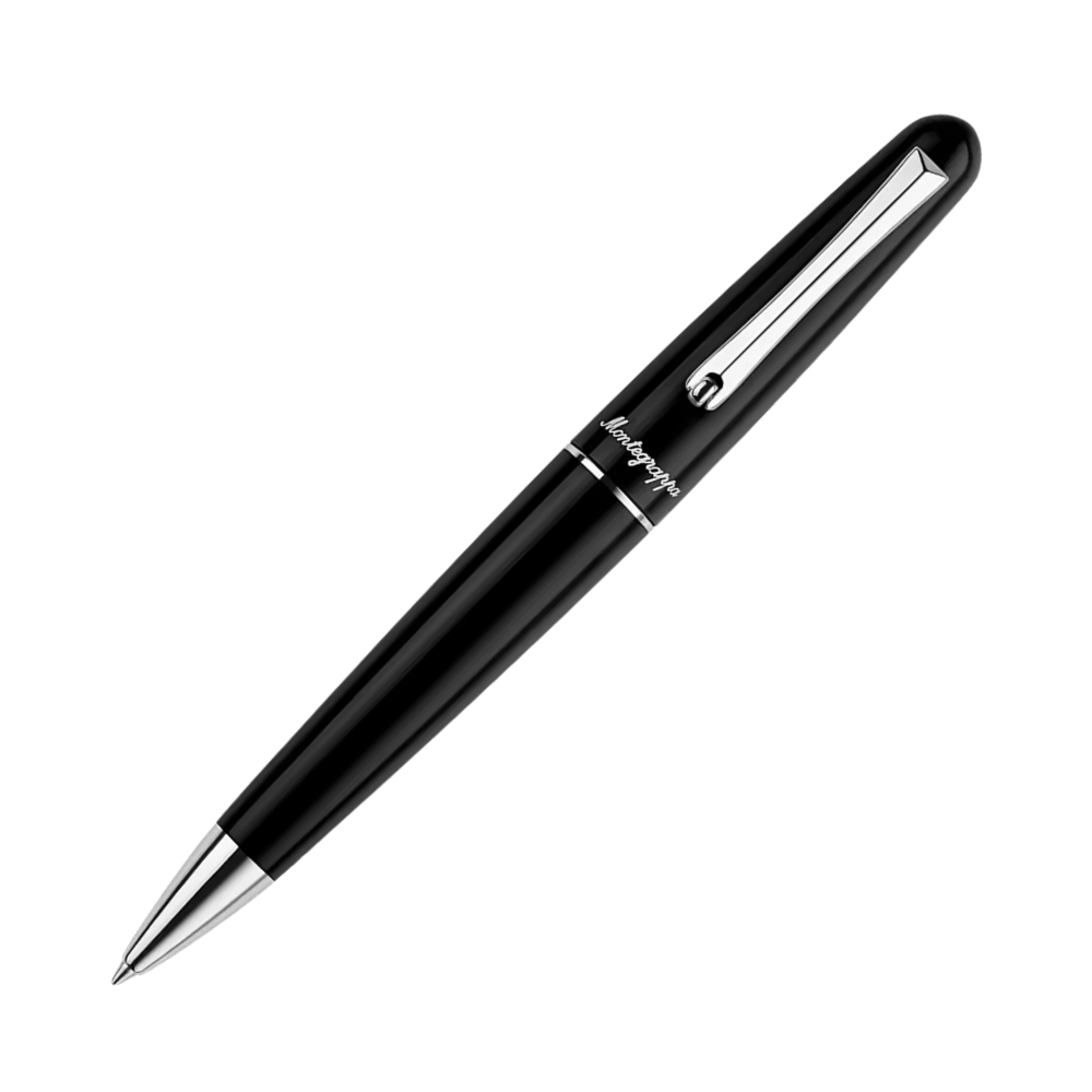 Montegrappa Elmo 01 Black Kugelschreiber, elegantes Design mit Edelstahl-Akzenten