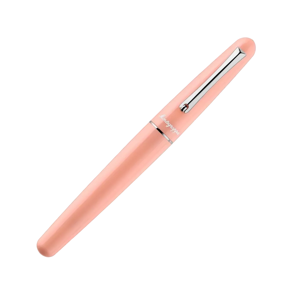 Second Image: Side view of the Montegrappa Elmo 01 Peach Fuzz Füllfederhalter showing its clip and design.