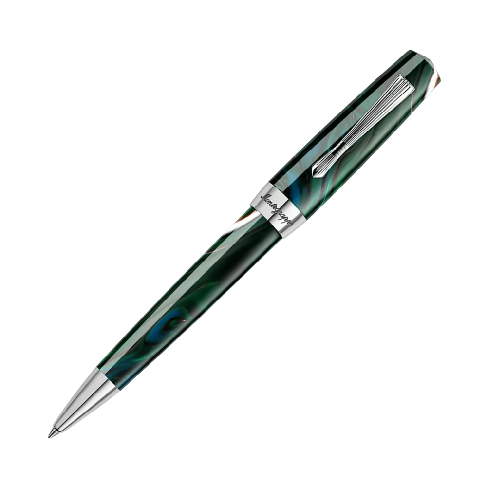 Montegrappa Elmo 02 Cortina Kugelschreiber, seitliche Ansicht mit Edelstahlspitze