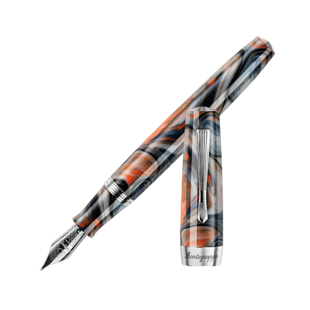 Montegrappa Elmo 02 Croda Rossa Fountain Pen, front view showcasing the nib and cap design with its intricate detailing.