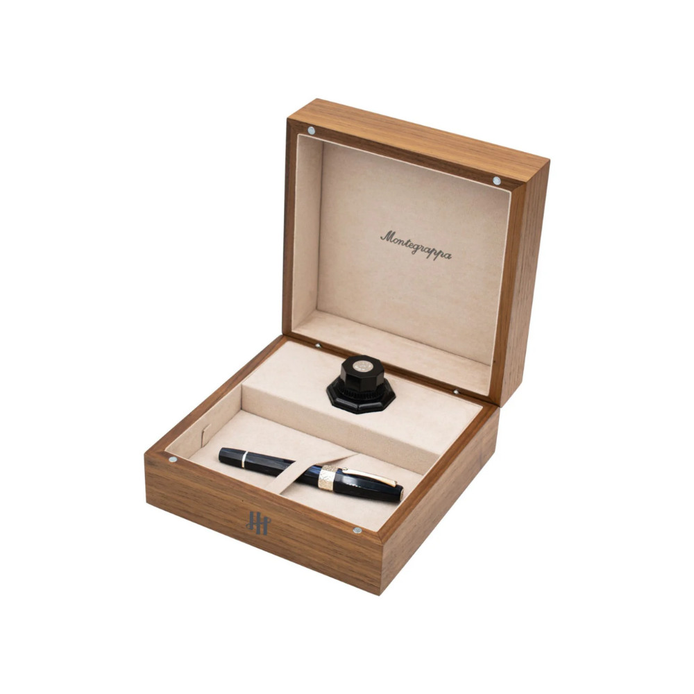 Montegrappa Extra Otto Dark Blue Fountain Pen displayed inside a premium gift box.