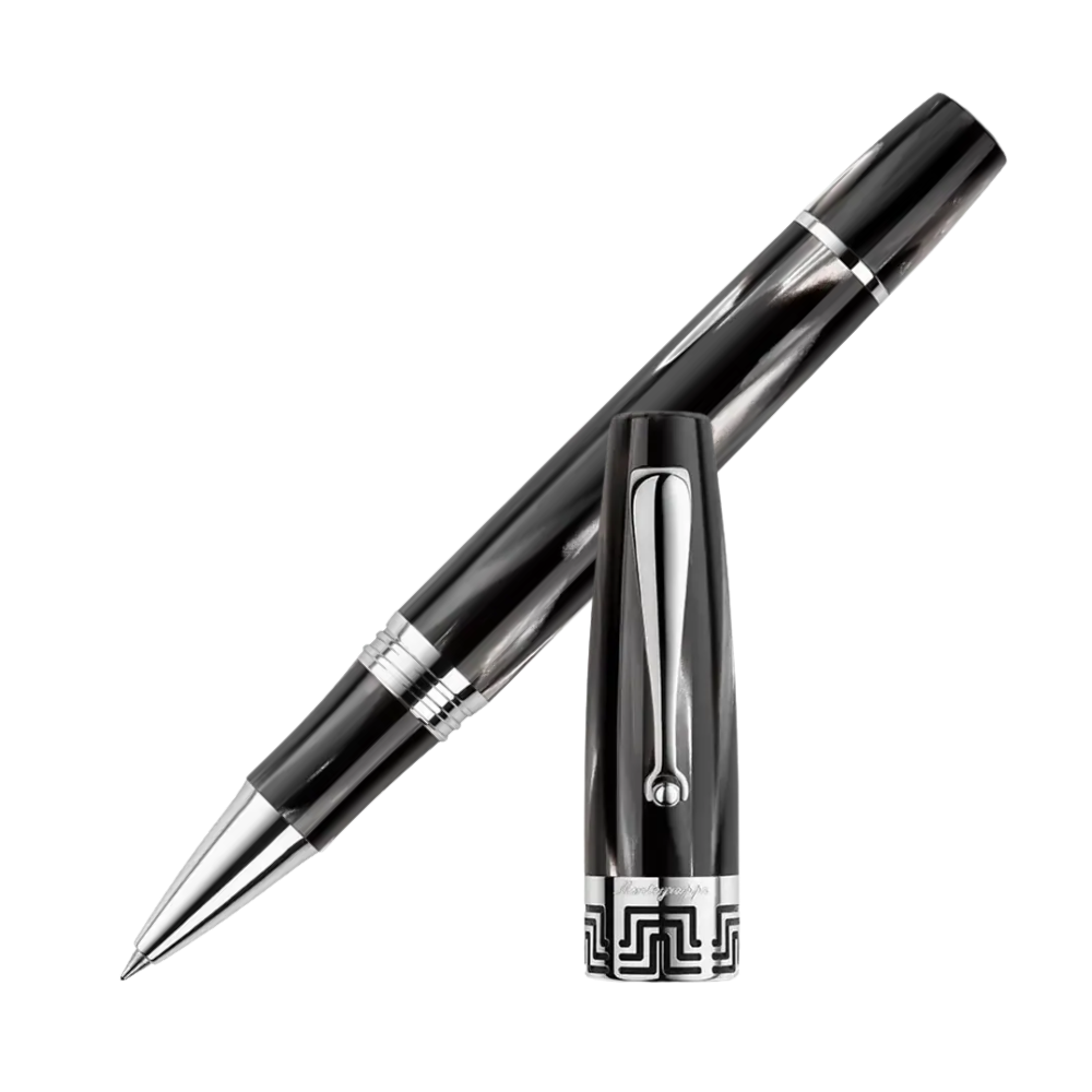 Montegrappa Extra 1930 Black & White Rollerball Pen, elegantes Design mit Sterlingsilber 925