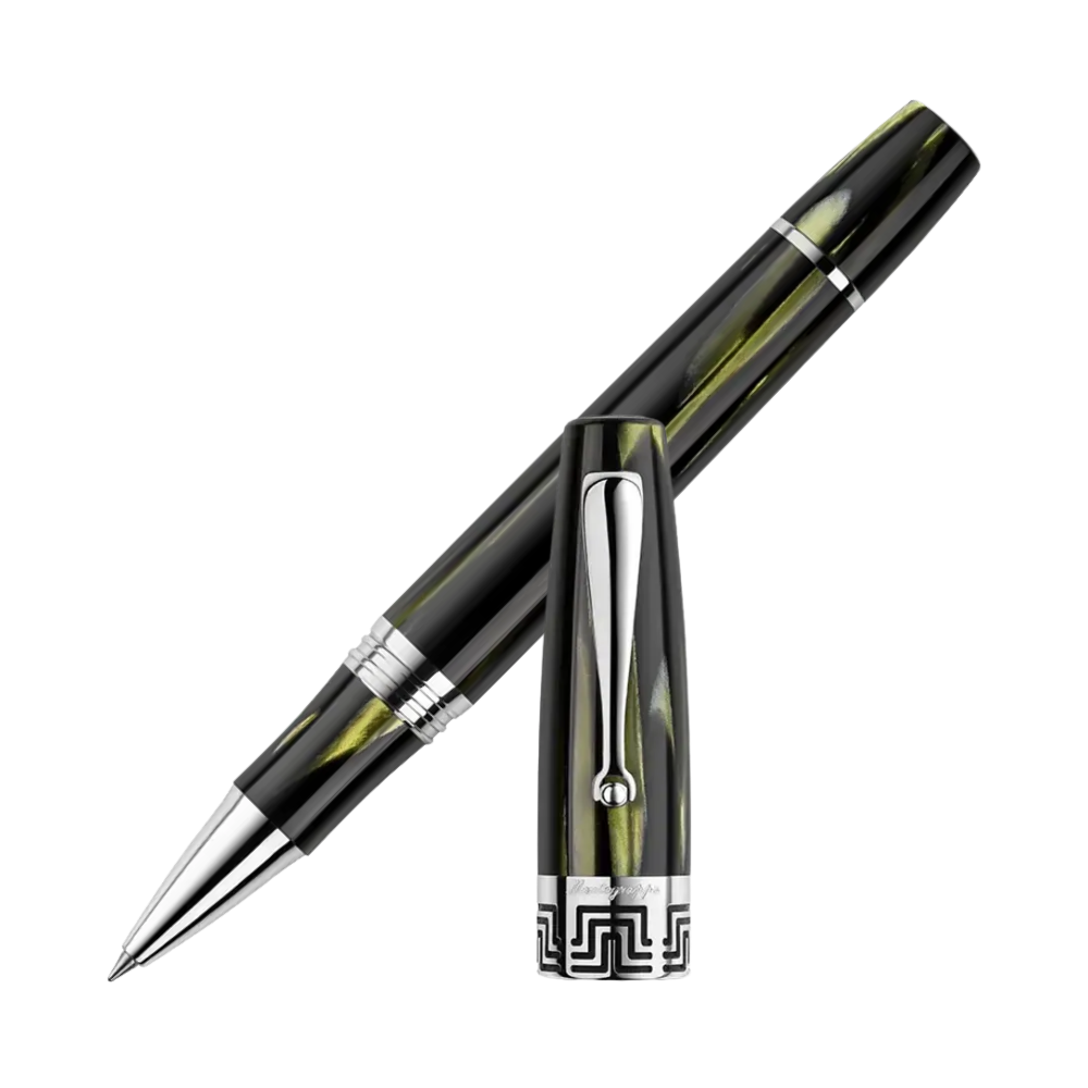 Montegrappa Extra 1930 Bamboo Black Rollerball Pen, elegantes Design mit Sterlingsilber 925