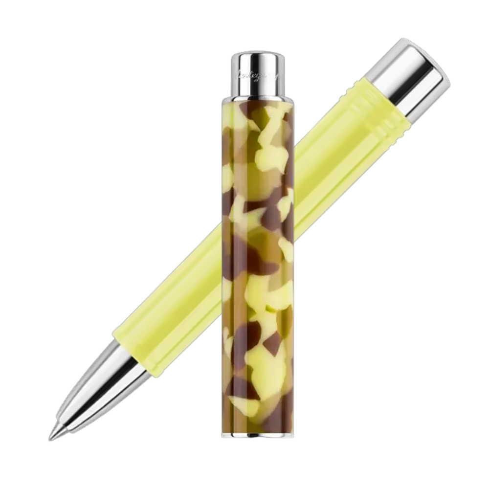 Montegrappa Gnomo Obsession Buttermilk Steel Rollerball Pen, elegantes Design mit Edelstahl-Akzenten
