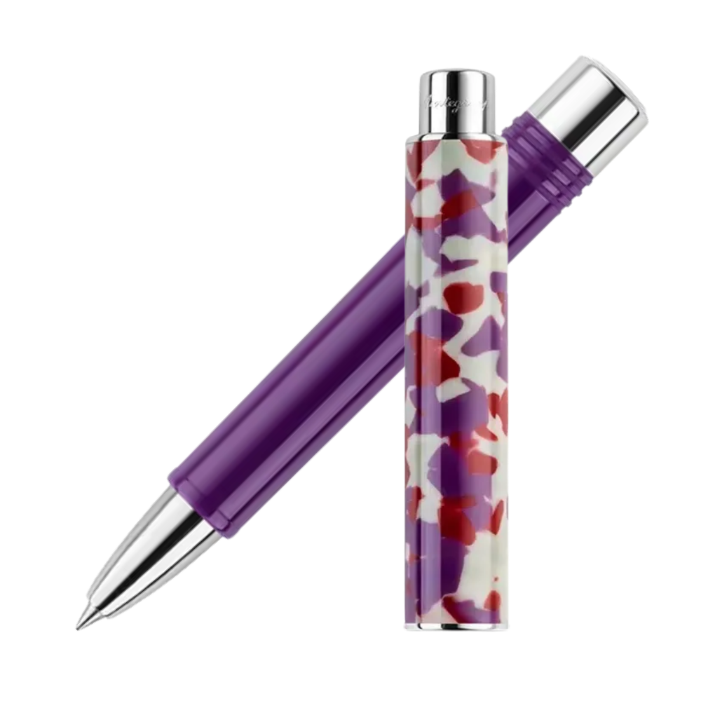 Montegrappa Gnomo Obsession Midnight Steel Rollerball Pen, elegantes Design mit Edelstahl-Akzenten