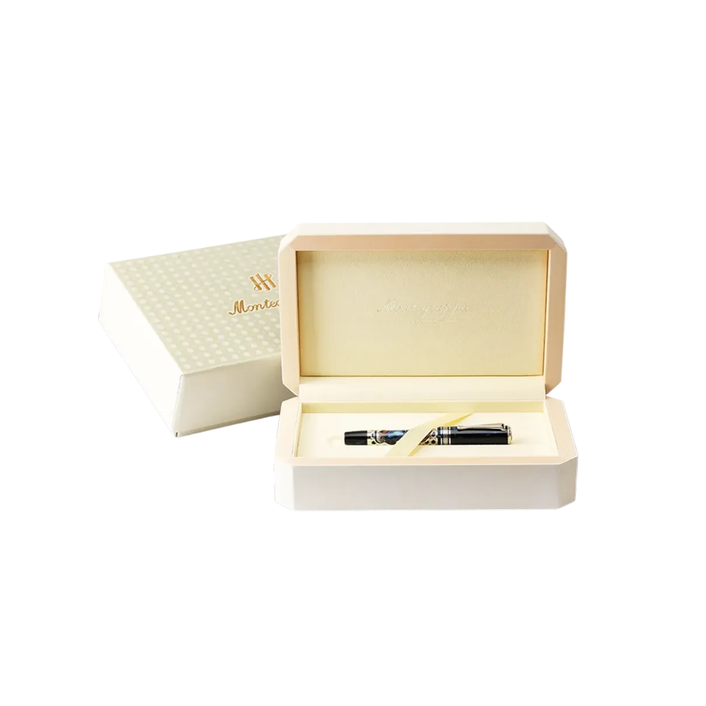 Montegrappa Füllfederhalter, luxuriöses braunes Lederdesign mit Sterlingsilber und im edlen Etui geliefert.