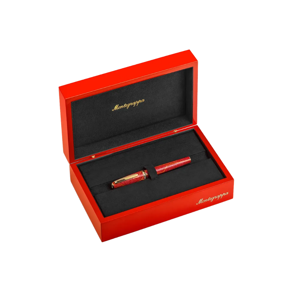 Montegrappa The Flash Rollerball Pen, geschmeidiges Rollersystem mit edlen Materialien und goldenen Akzenten.