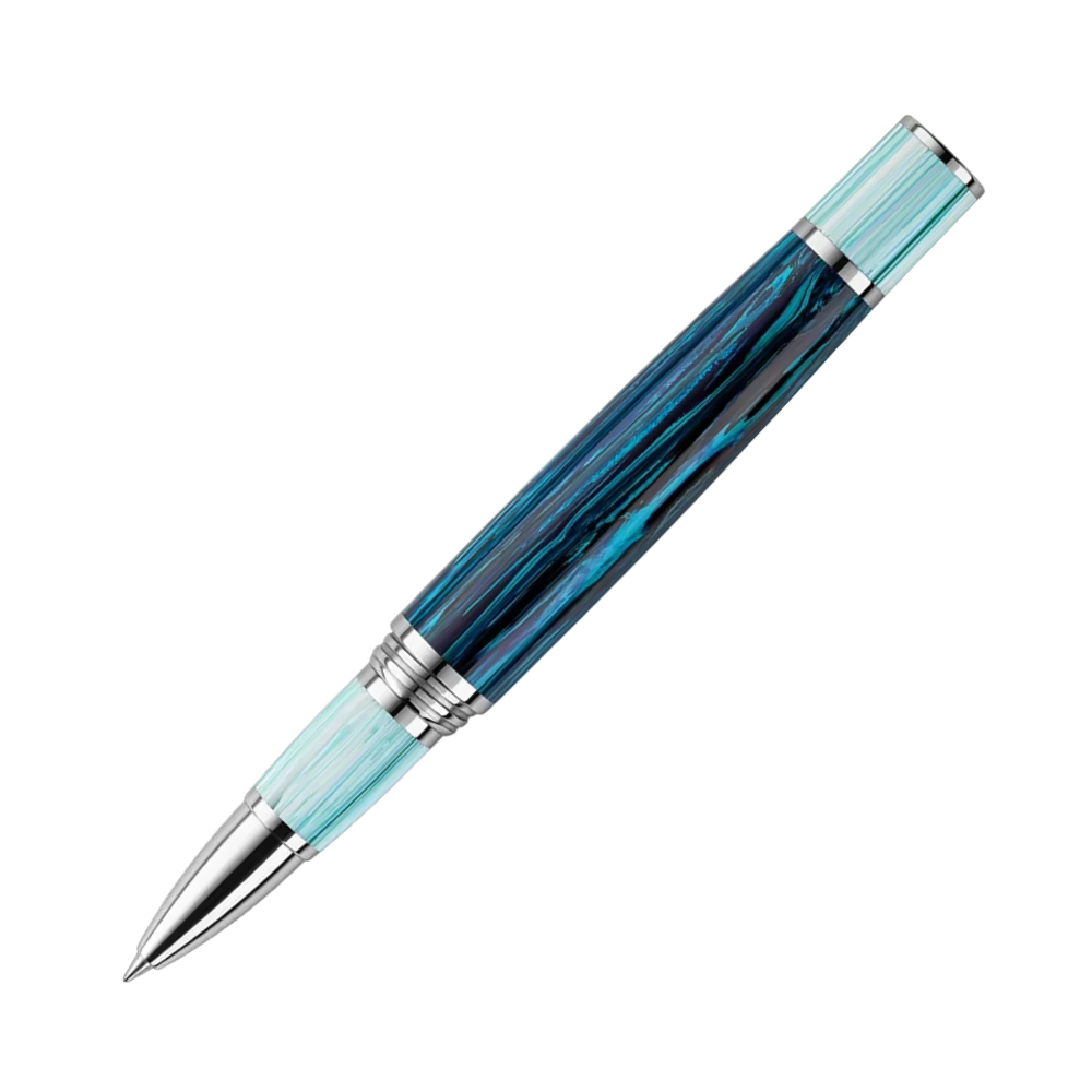 Montegrappa Wild - Arctic Rollerball Pen displayed in premium packaging, featuring elegant Montegrappite resin and a stainless steel clip.